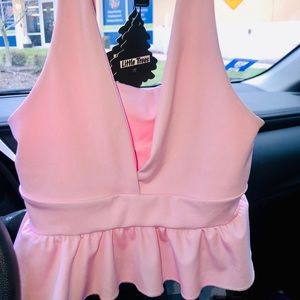 New baby pink ruffle crop top small